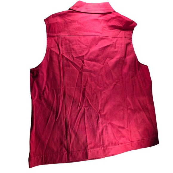 Quacker Factory Womens Red Sleeveless Button-Up Vest 1X western cowgirl country - Picture 2 of 10